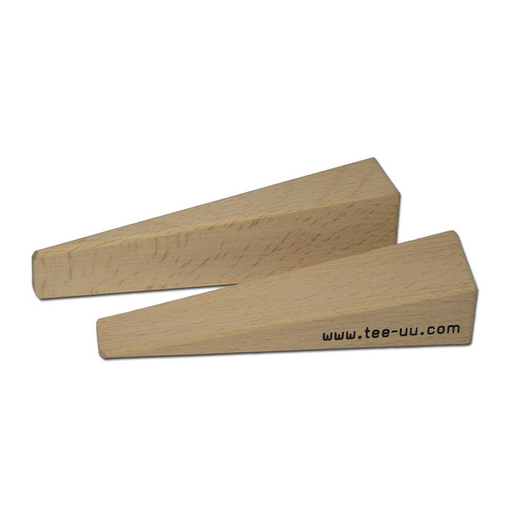 TEE-UU Sicherheitskeil aus Hartholz, 2 Stück, zwei Holzkeile mit Aufdruck www.tee-uu.com