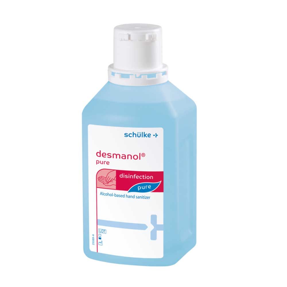 Händedesinfektionsmittel desmanol® pure, blauer Kunststoffkanister mit Schraubdeckel