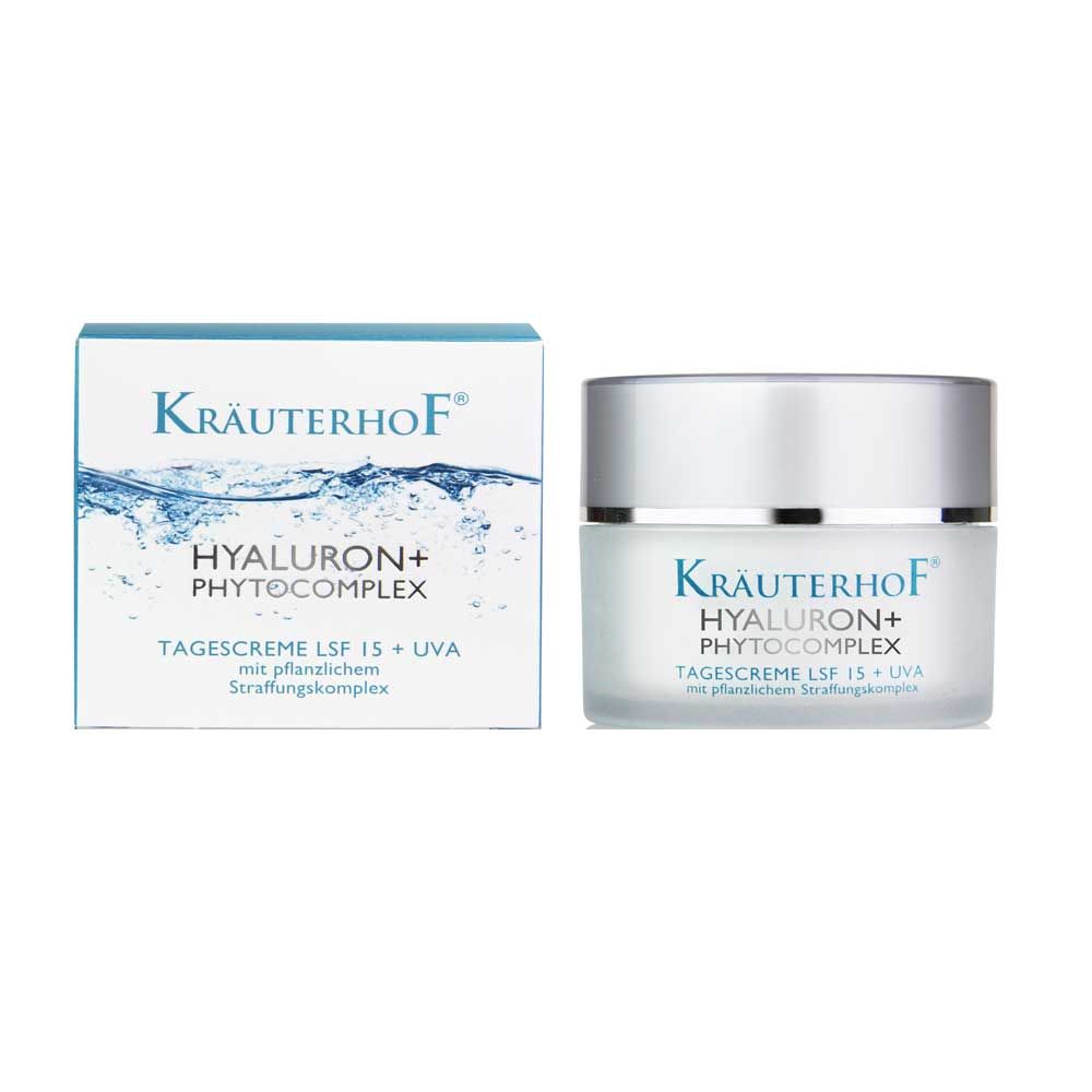Tagescreme LSF 15 mit Hyaluron+ Phytokomplex, Kräuterhof® im Tiegel und Karton