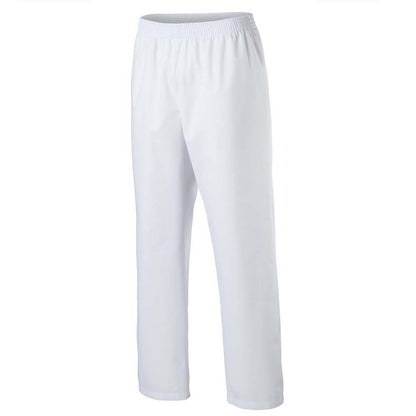 Unisex-OP-Hose in Weiß mit Gummizugbund und langem, geradem Bein