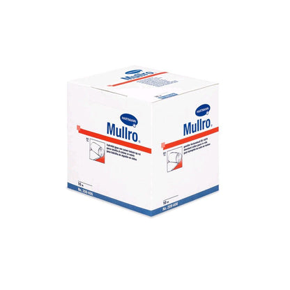 Hartmann Mullro Verbandmull-Packung, gerollter Verbandmull 8-fach, weiß mit blauen Aufklebern