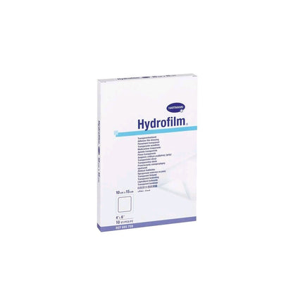 Hydrofilm Transparentverband: Kartonbox mit blauem Balken und Informationen auf der Front