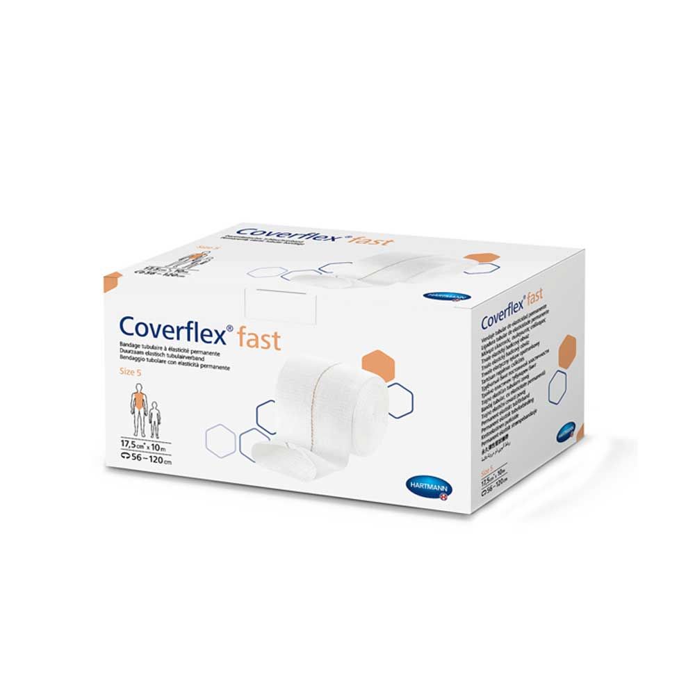 Schlauchverband Coverflex fast, weiß gerollt, Verpackung mit orange markierter Größe