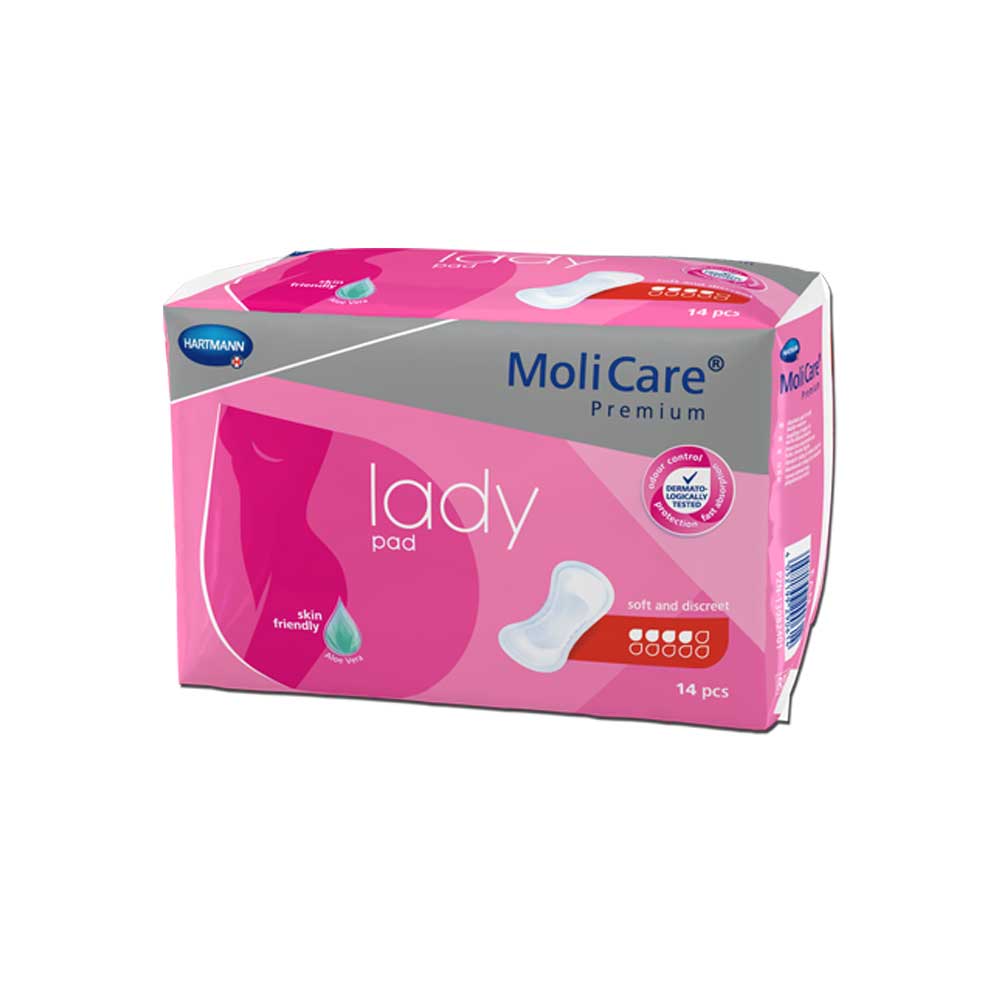 Slipeinlagen MoliCare® Premium Lady Pad, pinkfarbene Packung, Seitenansicht