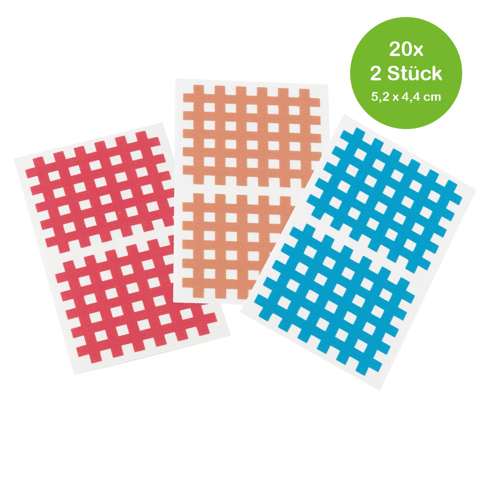 Cross-Patches Set mit Gitteraufklebern in Pink, Beige und Blau