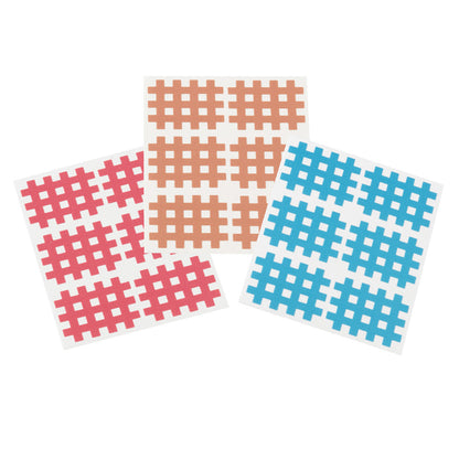 Gittertape-Pflaster mit Kreuzmuster, Set in Rot, Beige und Blau