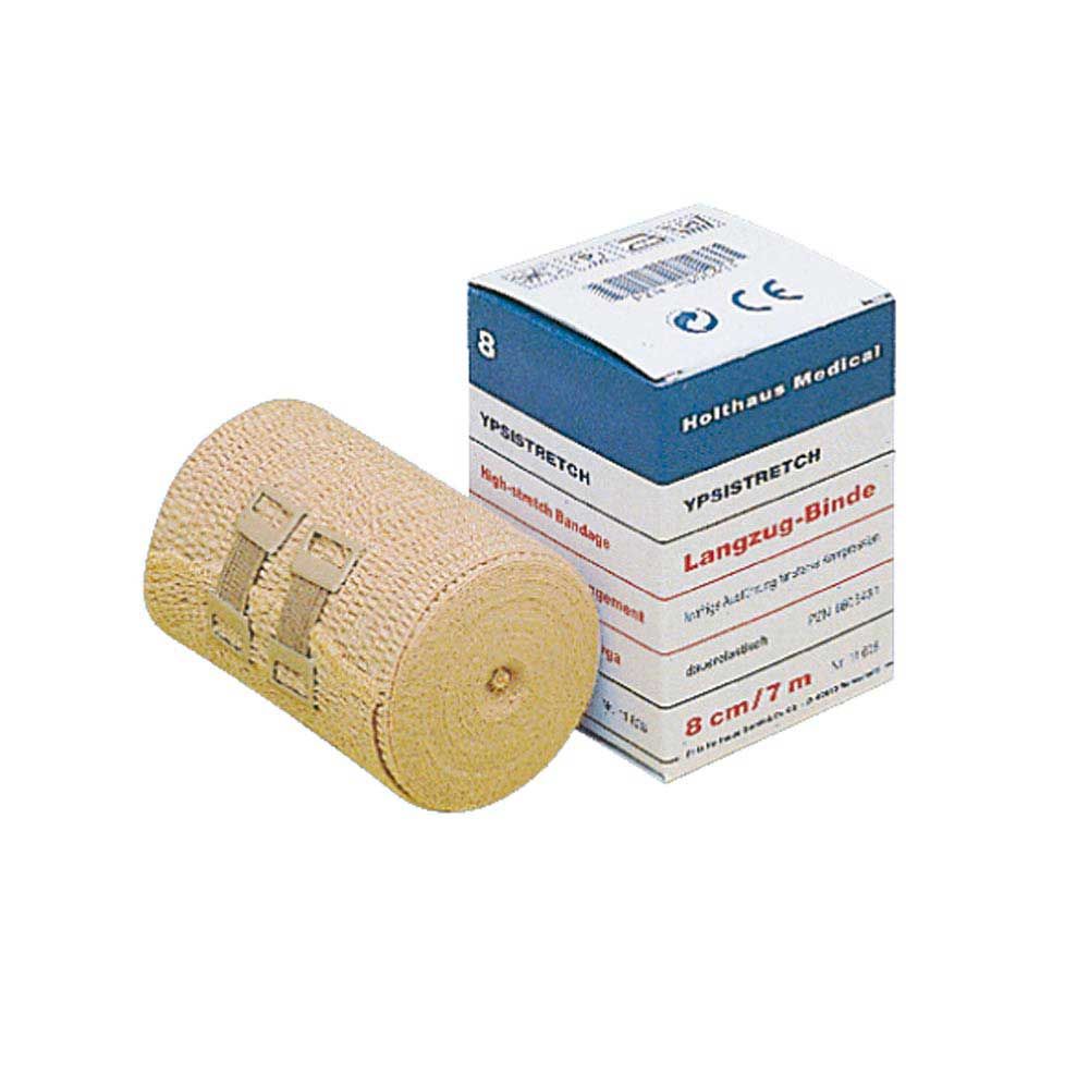 YPSISTRETCH Langzugbinde-Rolle und Karton, beige mit sichtbaren Verschlusslaschen