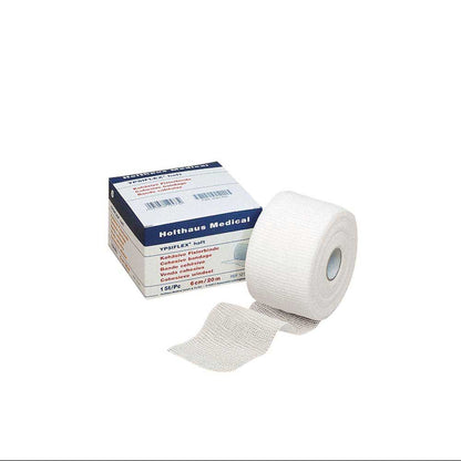Medizinische Mullbinde YPSIFLEX® haft, weiße Rolle mit Entnahme-Streifen