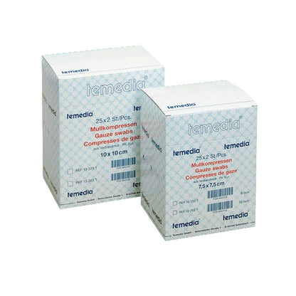 Sterile Mullkompressen, Temedia, 10×10 cm: 12-fach, 17-fädig