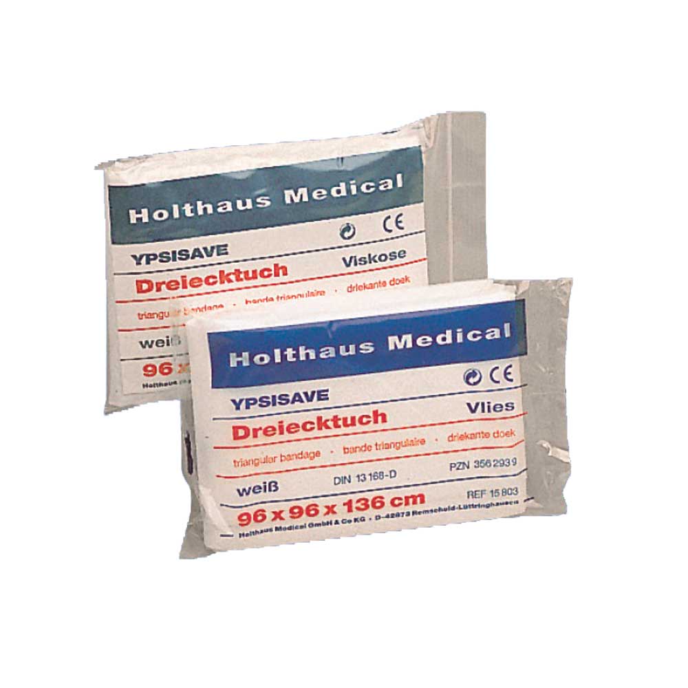 Medizinisches Dreiecktuch YPSISAVE-Packung, weißes Tuch 96x96x136 cm, Vlies/Viskose