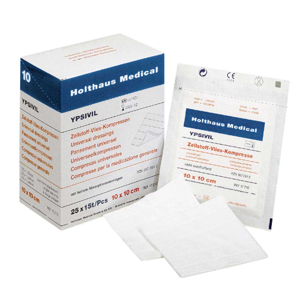 Sterile Zellstoff-Vlieskompresse YPSIVIL, 10×10 cm, mehrere Kompressen