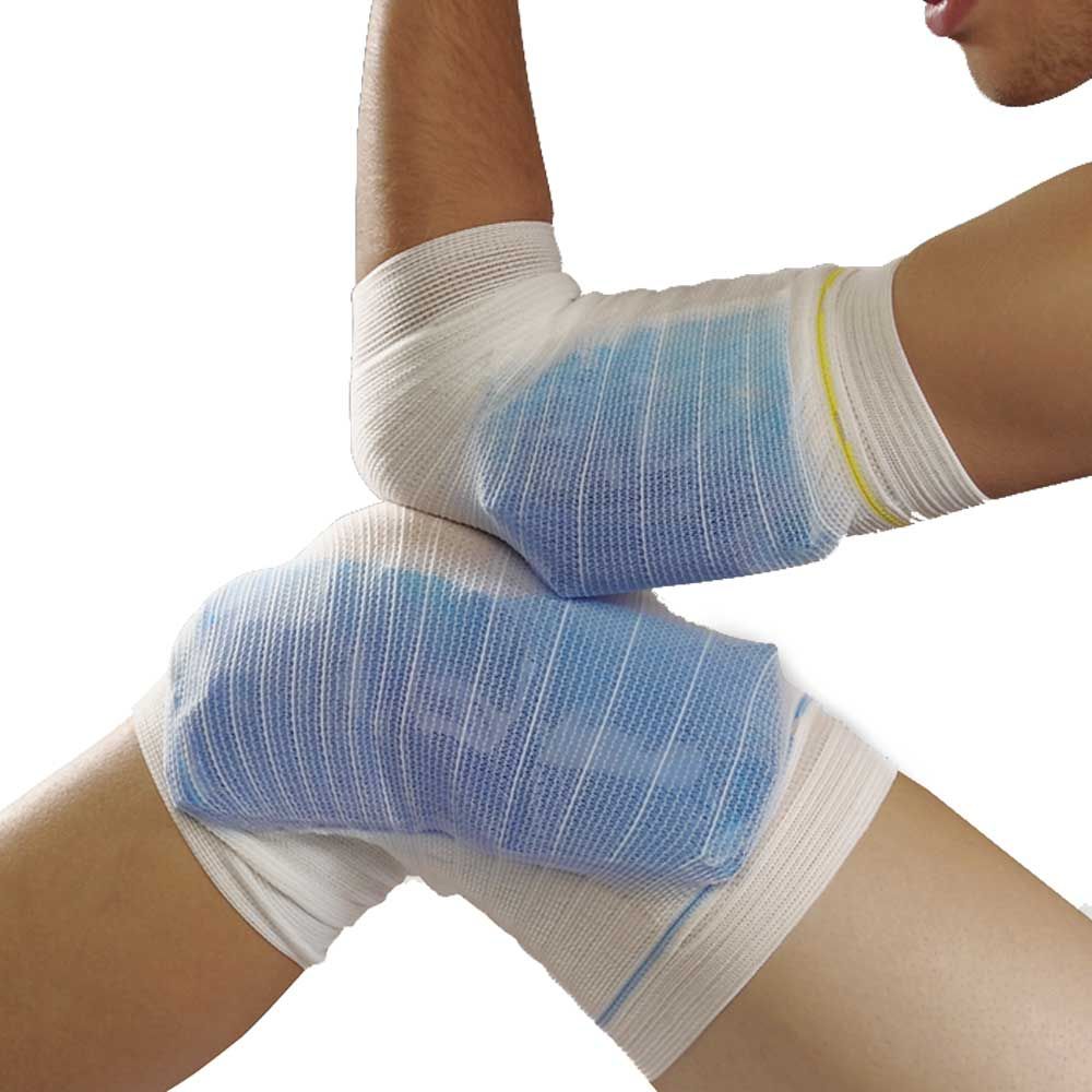Holthaus Medical YPSINETZ Fixierbeutel: blaues Netzfixierbandage mit weißen Kanten