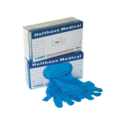 Nitrilhandschuh-Packung Holthaus Medical, puderfrei, blaue Einweghandschuhe (100 Stück)