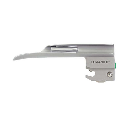 Lichtleiter-Spatel von LUXAMED, auswechselbar; silberfarbener Applikator mit Hakenkopf