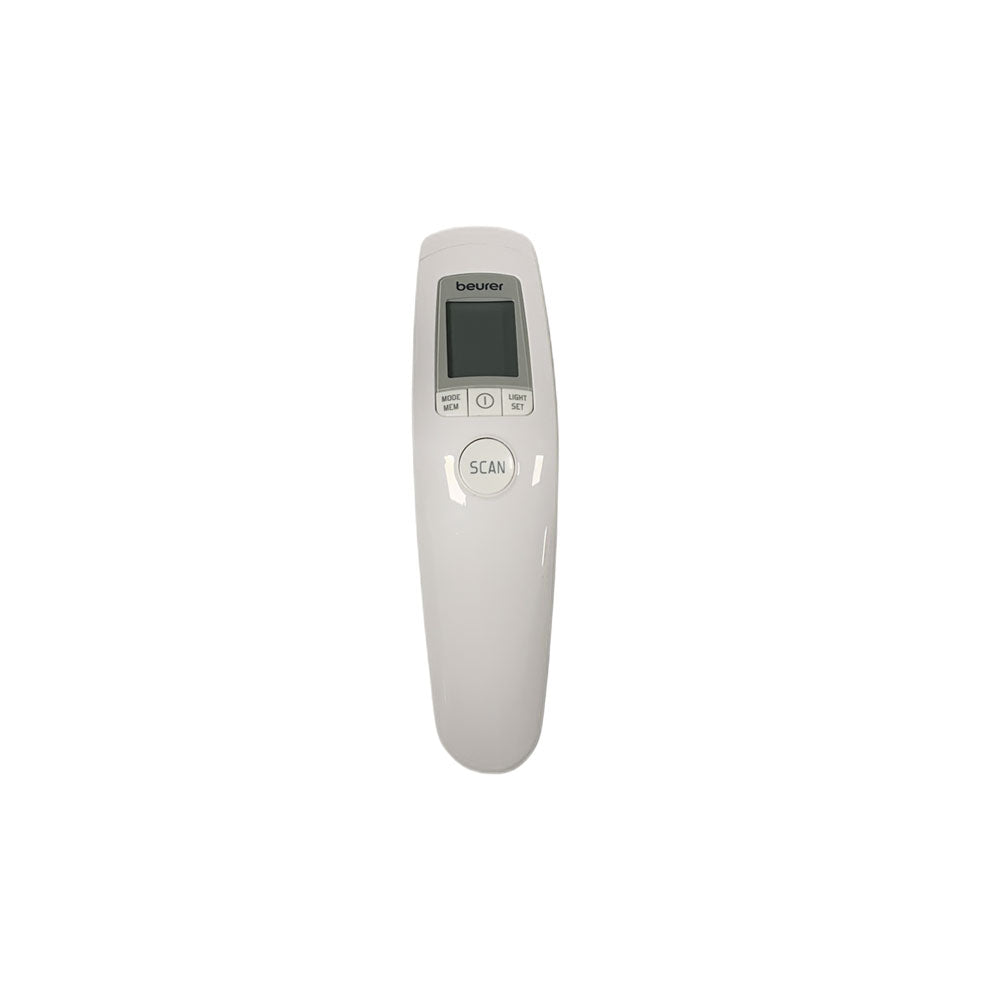 Stirn-Fieberthermometer, weißes Handgerät mit Display und SCAN-Taste
