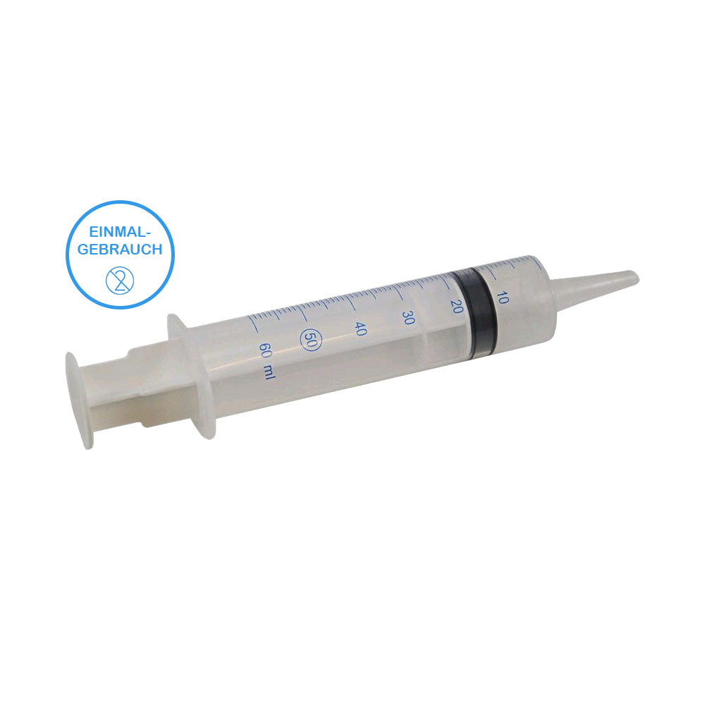 Sterile Wund-/Blasenspritze, schräger Ansatz, Skala bis 60 ml, Einmalgebrauch-Kennzeichnung