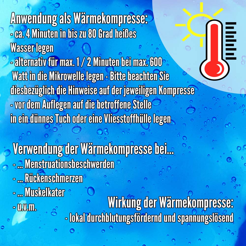 Informationsgrafik zur Wärmeanwendung mit Thermometer und Sonne