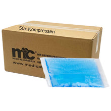 Medicalcorner24 Karton mit blauer Gel-Kompressen-Tüte, 50x Kompressen