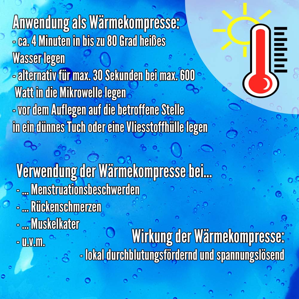 Anwendungsinfografik für Kalt-Warm-Kompressen: Mikrowelle, bis 80 °C