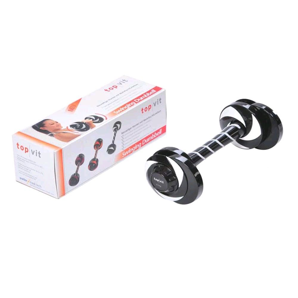 Swinging-Hantel Top vit® mit Gegengewicht, schwarze Scheiben und rote Streifen in Box