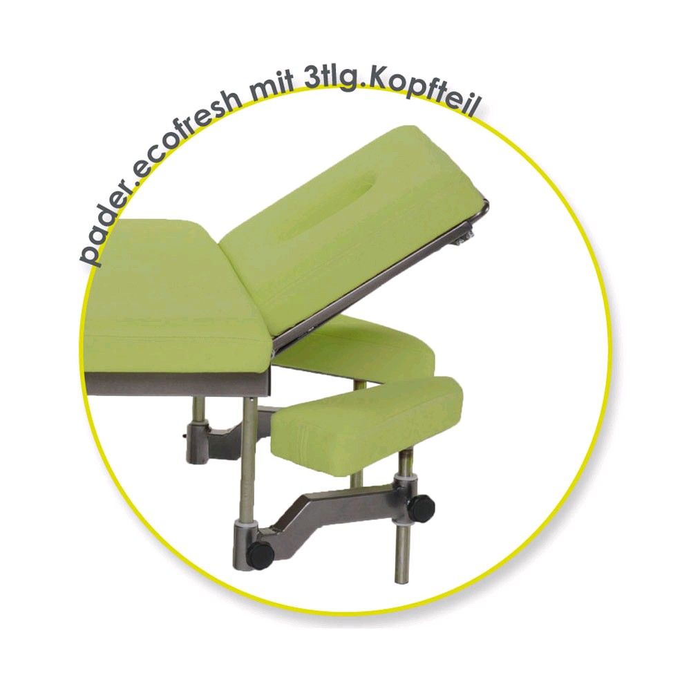 Gepolstertes Kopfteil-Set in Lindgrün (3-teilig) mit Armauflagen und Fußgestell