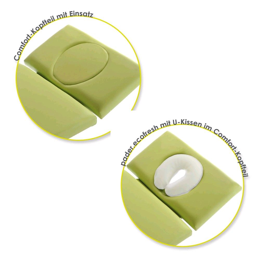 Pader eco fresh Kopfteil, 3-teilig, gepolstert, Armauflagen, hellgrün