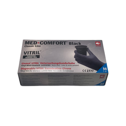 Med-Comfort Vitrilhandschuhe Black im Karton, Classic Line, Größenhinweis M–8/9