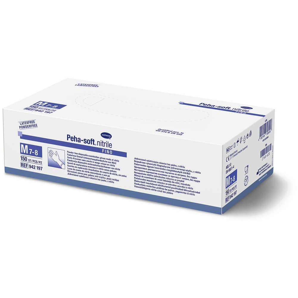 Nitrilhandschuhe-Karton Peha-soft Nitril fino, Größe M 7–8, 150 St.