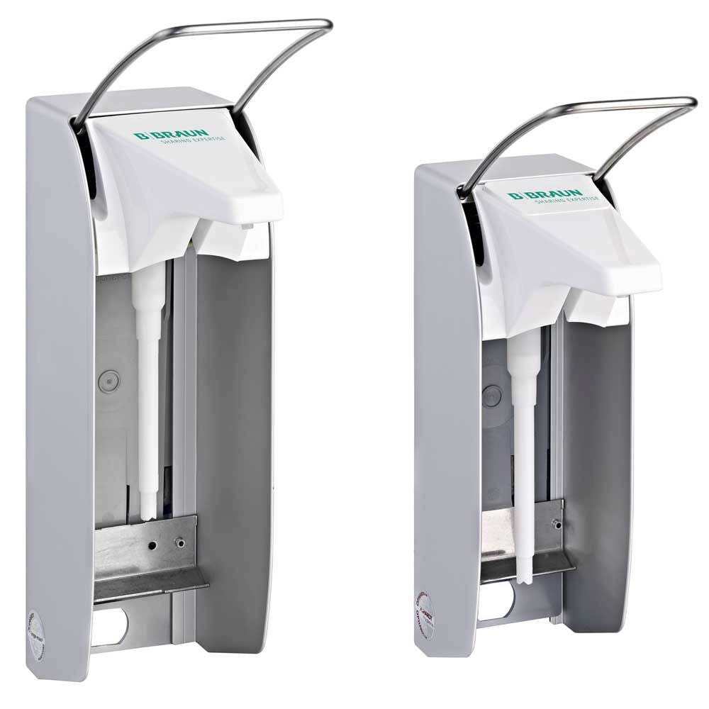 Wandspender Plus, geöffnet von der Seite: Dosierpumpe und Halter sichtbar