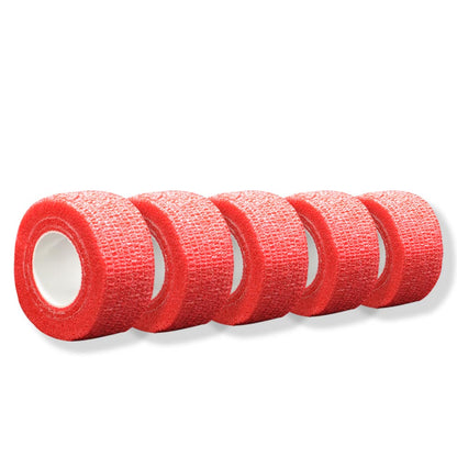 Kohäsives Fingertape, rot, 2,5 cm x 4,5 m, mehrere Lagen aufgerollt
