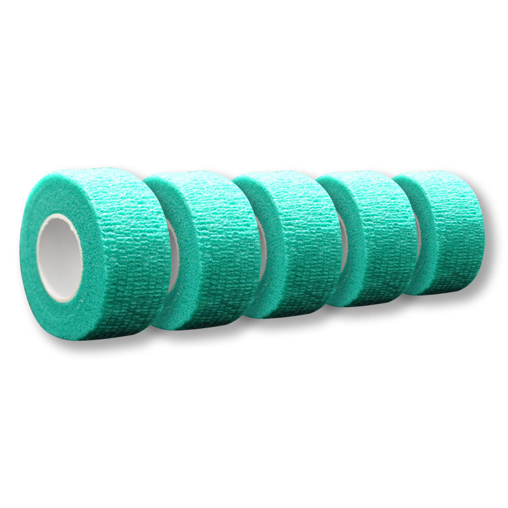 Kohäsives Fingertape, türkis, 2,5 cm x 4,5 m, mehrere Lagen aufgerollt