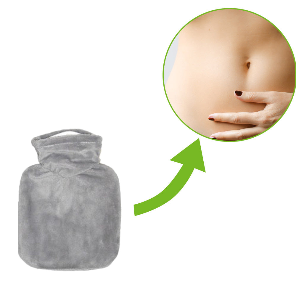 Mini-Wärmflasche mit Veloursbezug in Grau