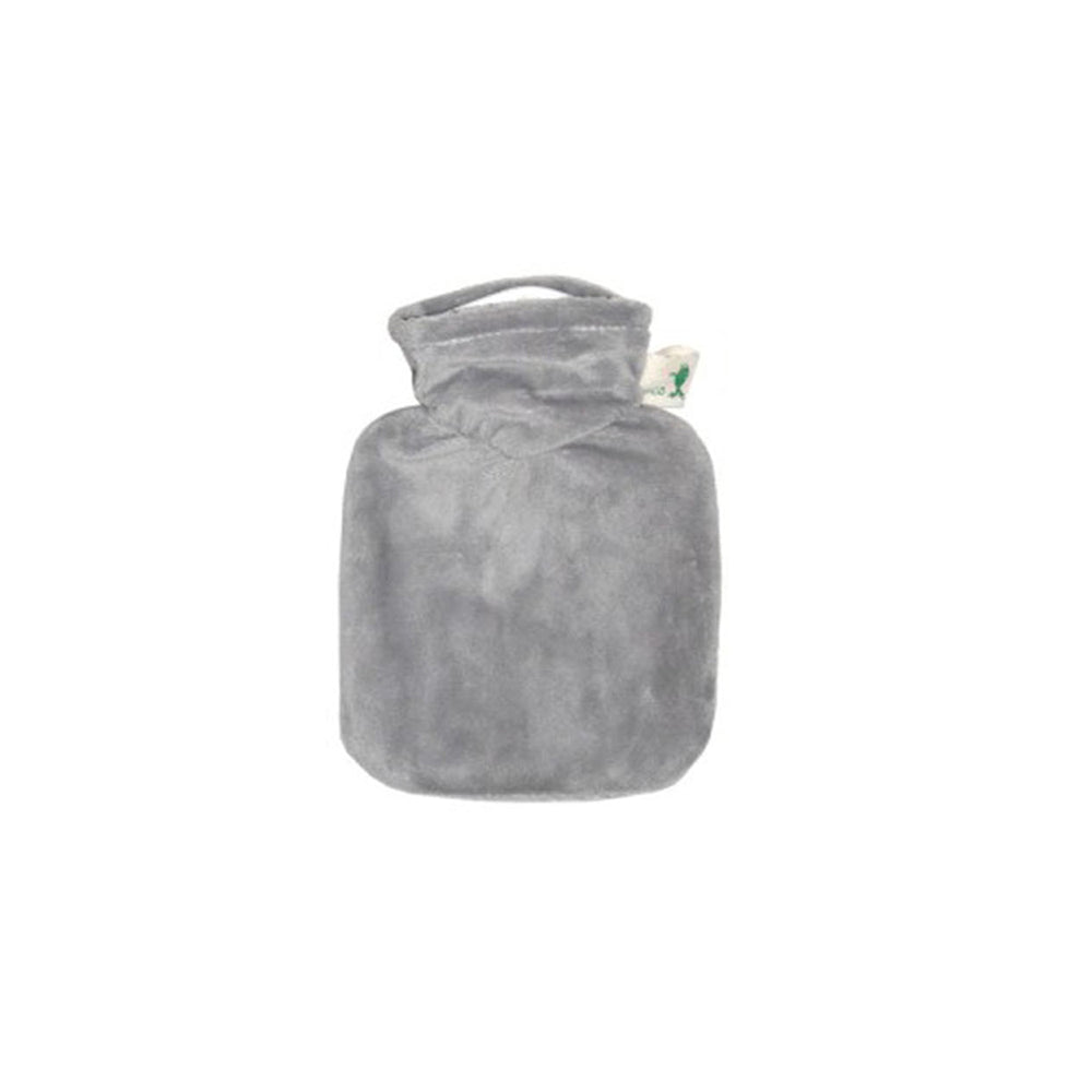Mini-Wärmflasche mit Veloursbezug in Grau ohne sichtbares Muster