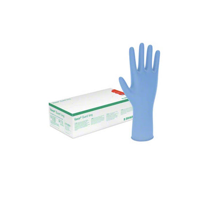 Blauer Langschaft-Nitrilhandschuh Vasco® Guard, Handfläche sichtbar, weit geschnittener Schaft