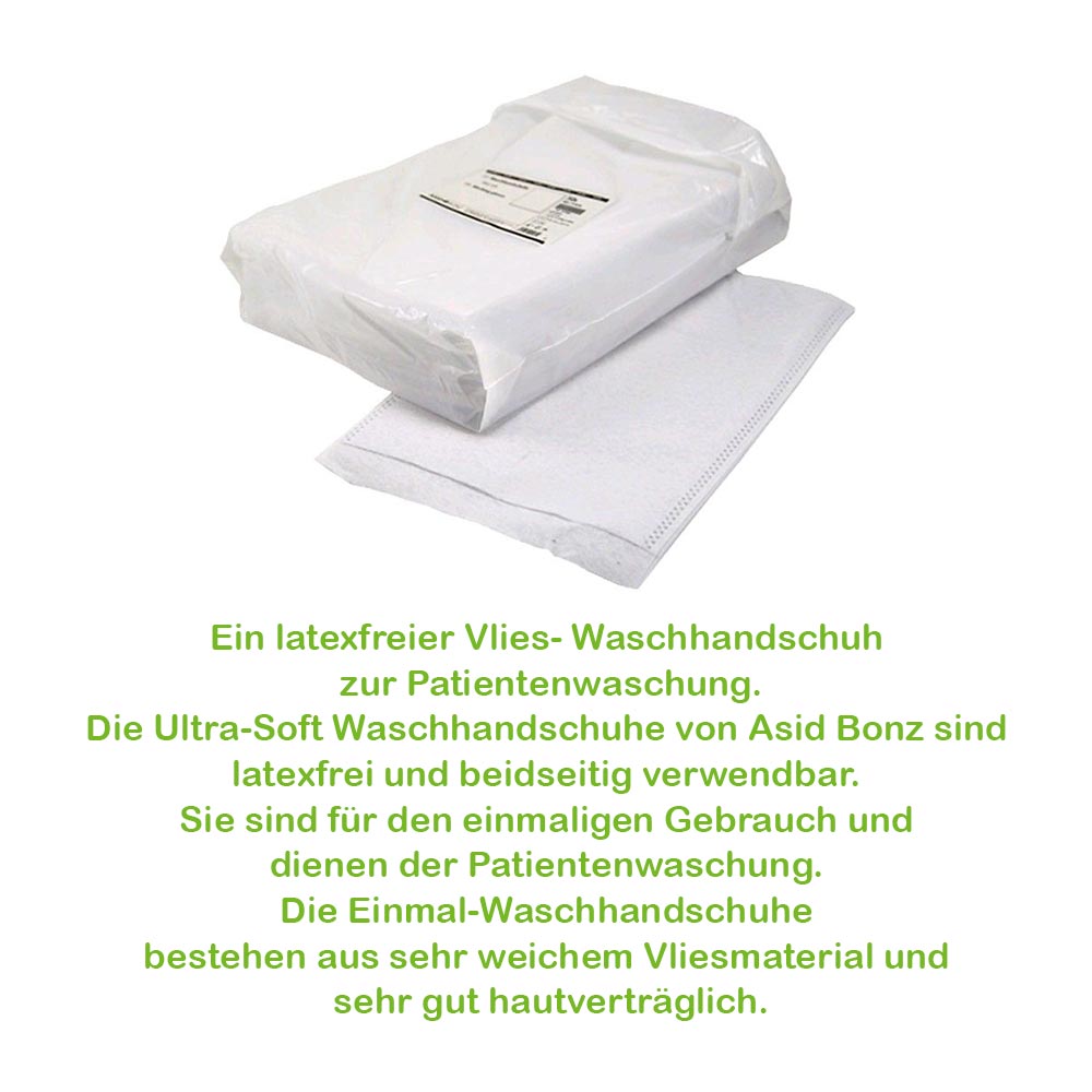 Waschhandschuhe (2-seitig), weiß, Vlies, latexfrei, im Folienbeutel
