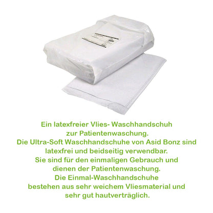 Waschhandschuhe (2-seitig), weiß, Vlies, latexfrei, im Folienbeutel
