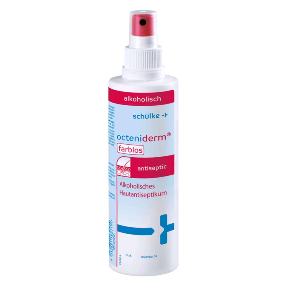 Hautantiseptikum octeniderm® farblos in Sprayflasche mit rotem Sprühkopf