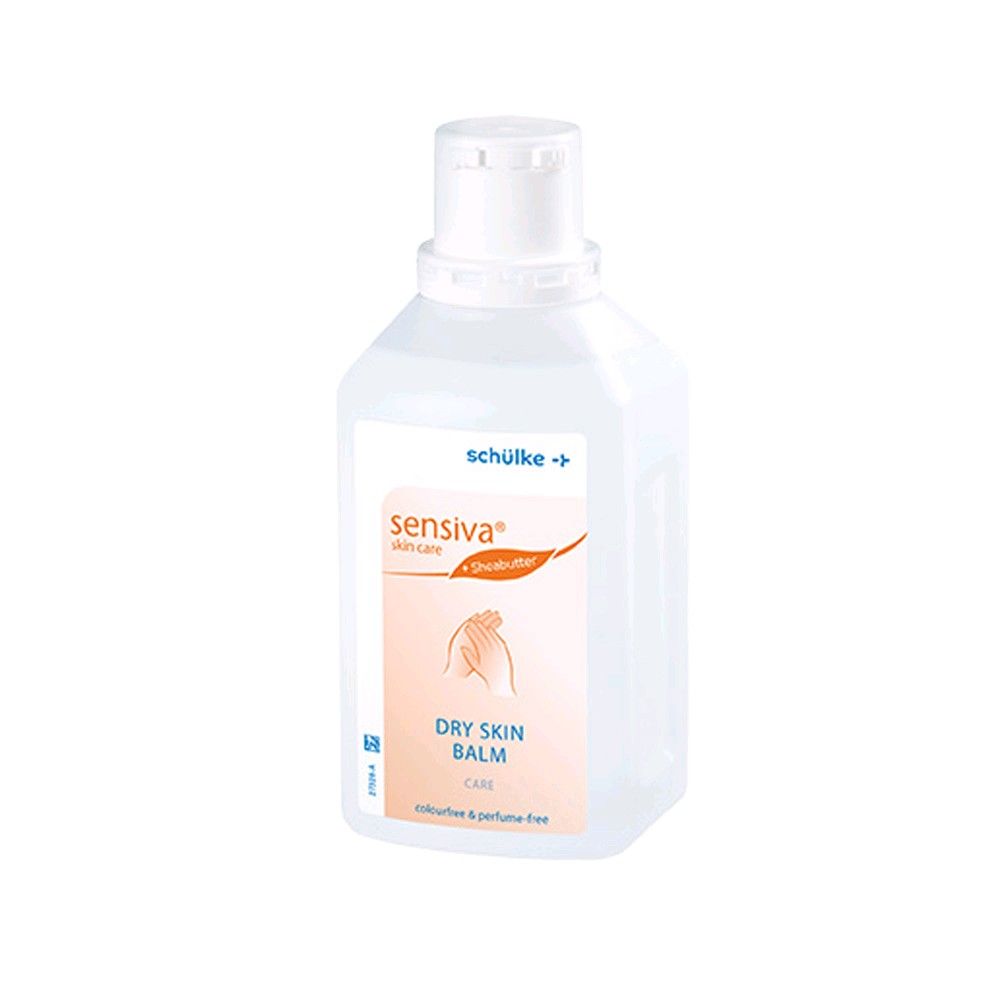 Schülke sensiva® Dry Skin Balm, parfümfreie Intensivpflege, vordere Flaschenansicht