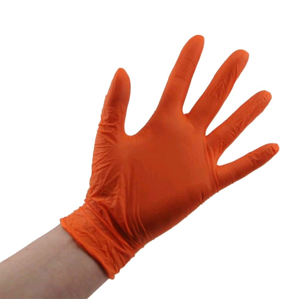 Oranger Nitrilhandschuh, puderfrei, Einweghandschuh, Größe M