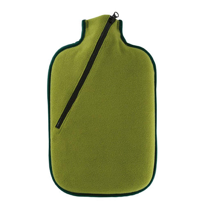 Hugo Frosch Öko-Wärmflasche, Softshell-Bezug grün mit Reißverschlussband schwarz