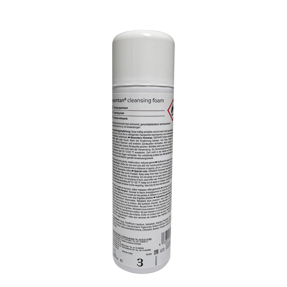 Rückseitenetikett der schülke+ esemtan® Reinigungsschaumflasche