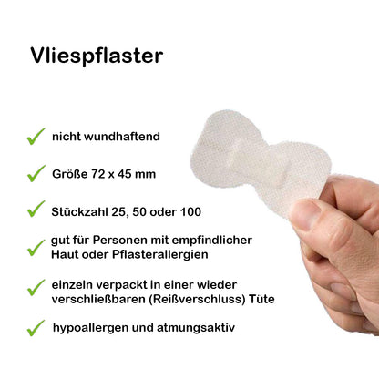 Vliespflaster für Fingerkuppen, nicht wundhaftend, 72 x 45 mm, 25/50/100