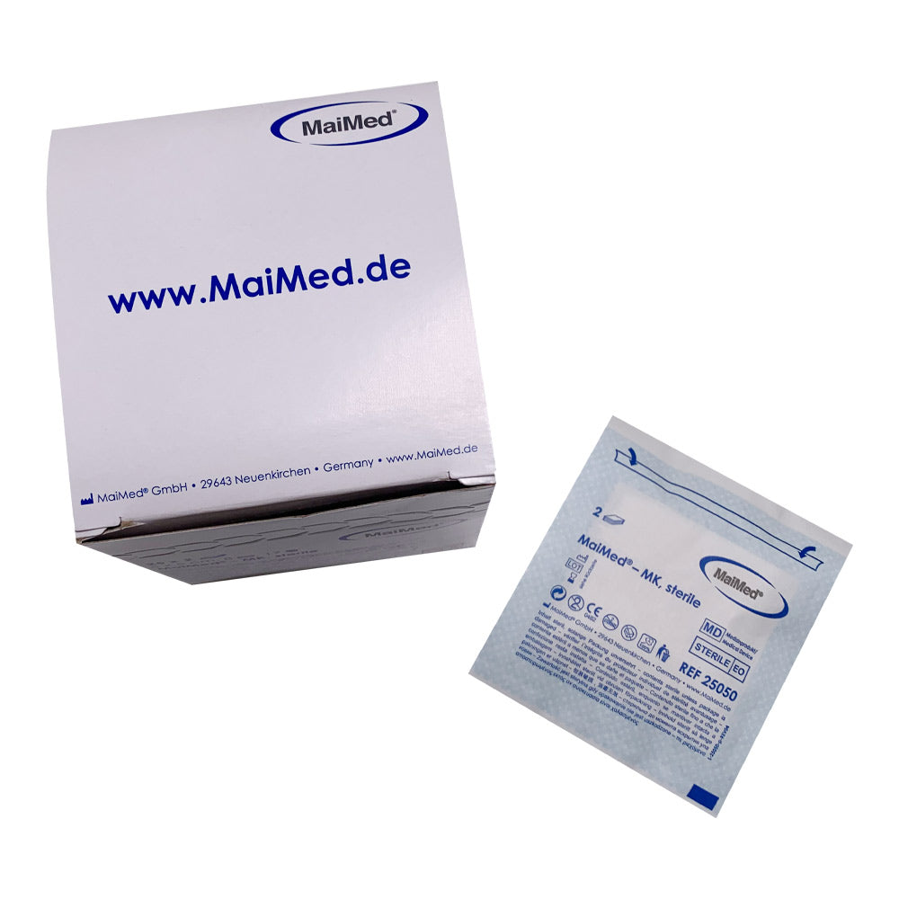 MaiMed MK sterile Mullkompressen, Karton und einzelne Sterilkompresse im Beutel