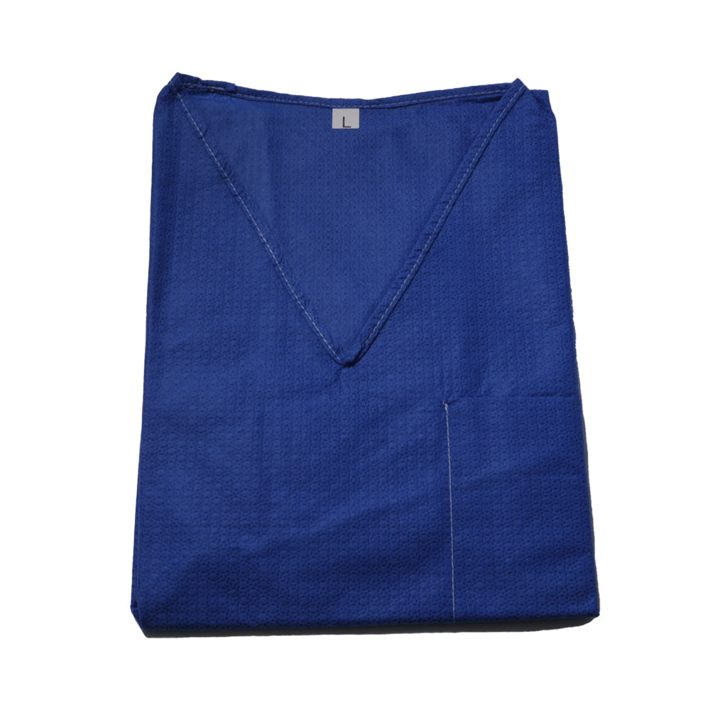Blauer OP-Kasack mit V-Ausschnitt und Nahtdetails, Größe L