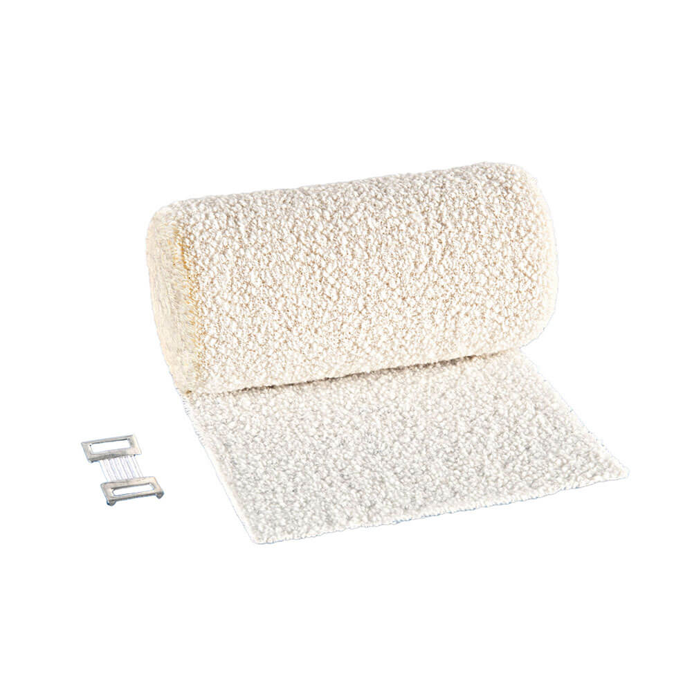 Textilelastische Mittelzugbinde, beige meliert, gefaltet