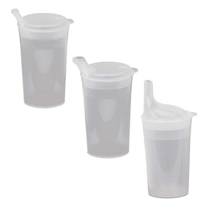 Behrend Trinkbecher-Set, transparenter Becher mit Deckel und Mundstücken