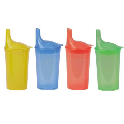 Trinkbecher mit Deckel, Set in Gelb, Blau, Rot und Grün