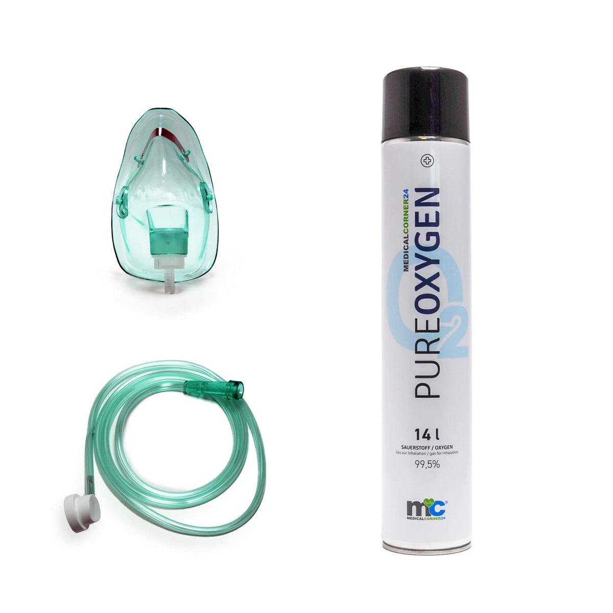 Sauerstoffflasche mit Maske und Schlauchset