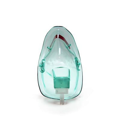 Sauerstoffmaske aus transparentem Material mit Anschlussstutzen