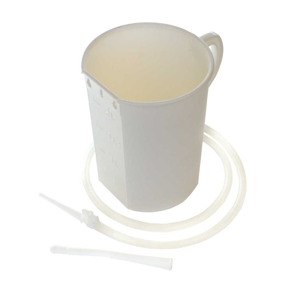 Becher-Irrigator mit Schlauchspirale und Aufsatz, graduiert, PP
